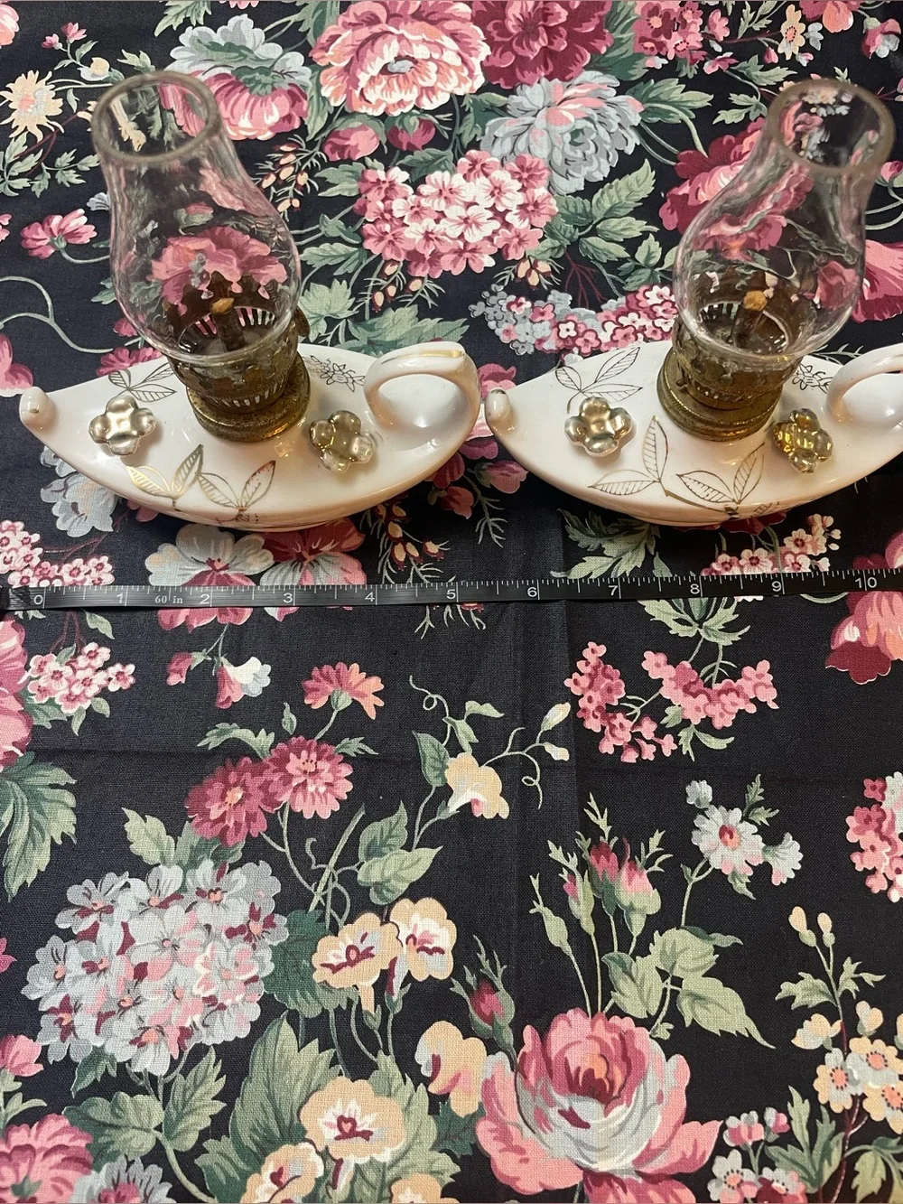 Vintage Mini Aladdin Style White and Gold Decorative Oil Lamp Pair